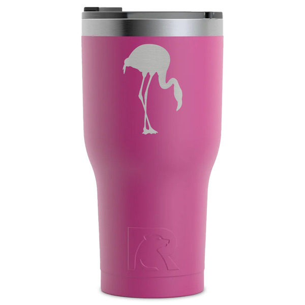 Custom Pink Flamingo RTIC Tumbler - Magenta - Laser Engraved - Single-Sided