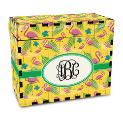 Pink Flamingo Wood Recipe Box - Full Color Print (Personalized)