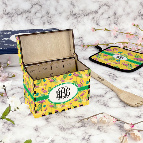 Pink Flamingo Recipe Box - Full Color - In Context