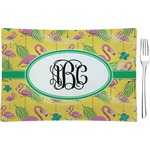 Pink Flamingo Rectangular Glass Appetizer / Dessert Plate - Single or Set (Personalized)