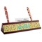 Pink Flamingo Red Mahogany Nameplates with Business Card Holder - Angle
