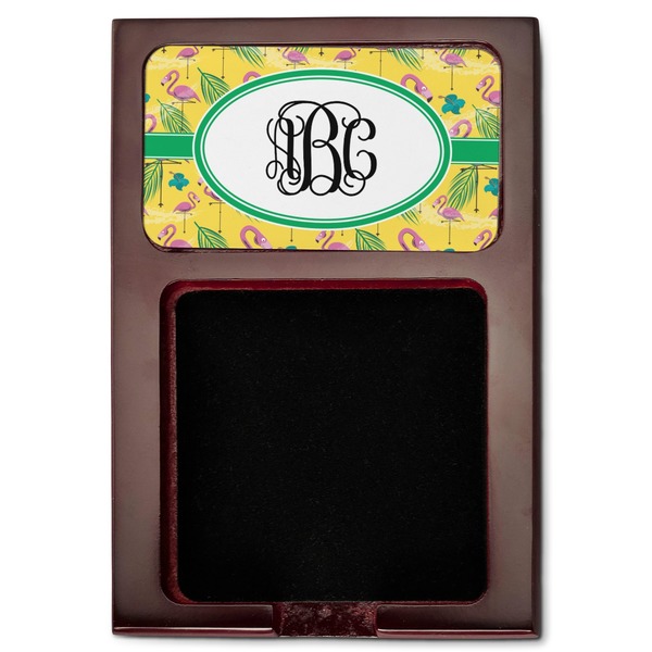 Pink Flamingo Red Mahogany Sticky Note Holder - Flat