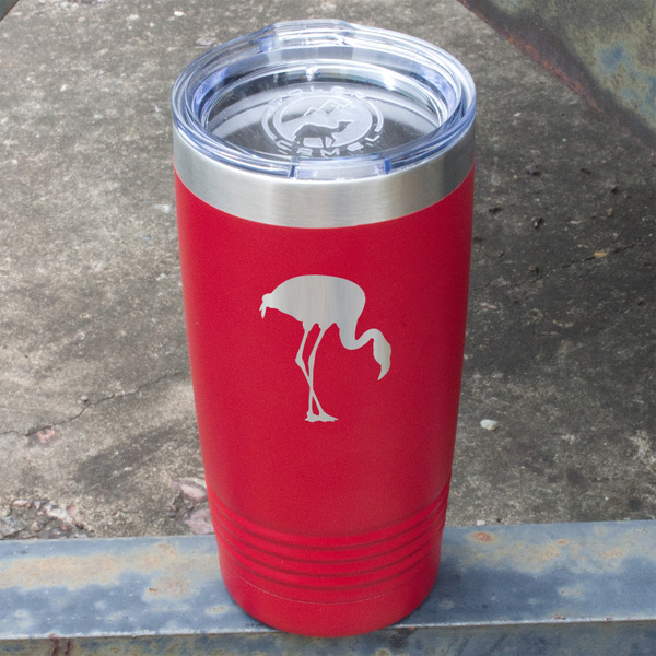 Pink Flamingo Red Polar Camel Tumbler - 20oz - Angled