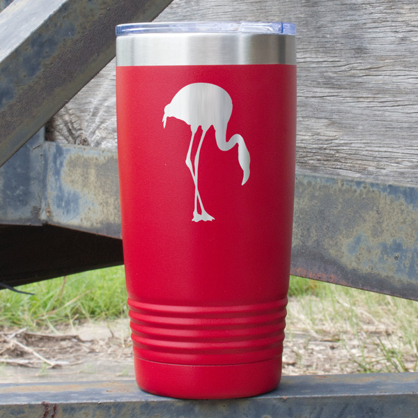 Custom Pink Flamingo 20 oz Stainless Steel Tumbler - Red - Single Sided