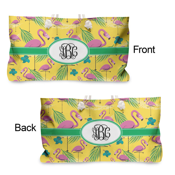 Pink Flamingo Large Rope Tote - From & Back View