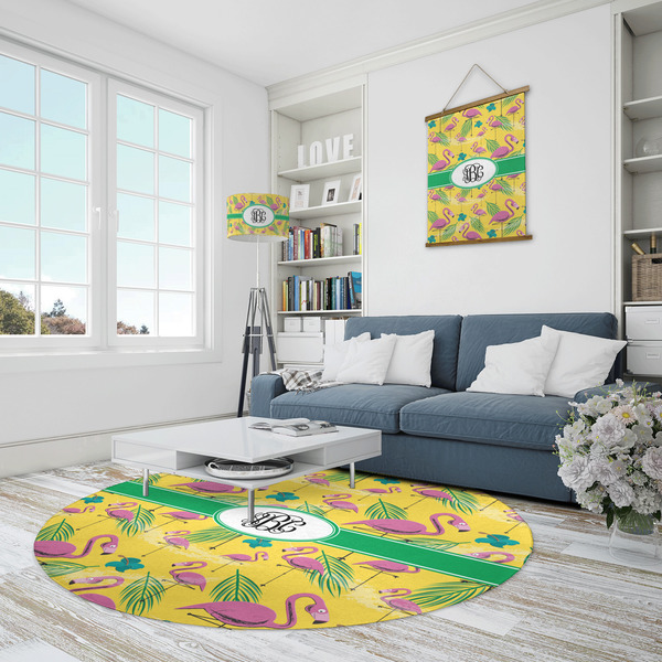Pink Flamingo Round Area Rug - IN CONTEXT