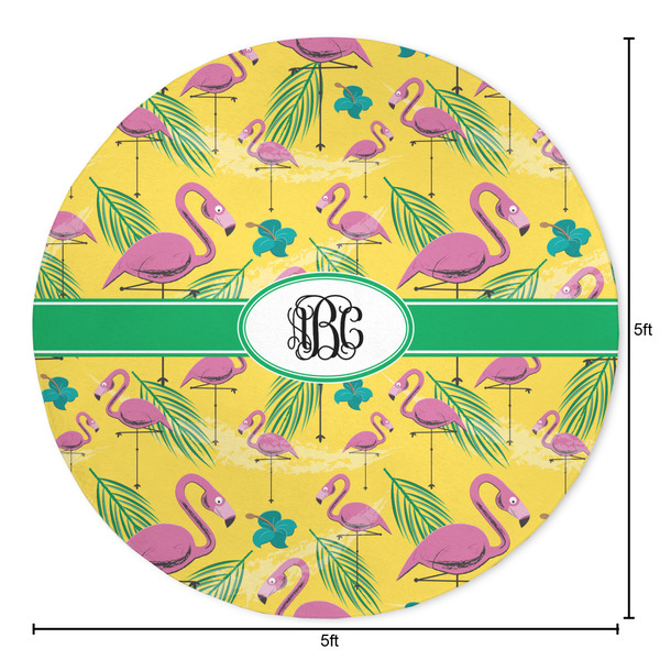 Pink Flamingo Round Area Rug - Size