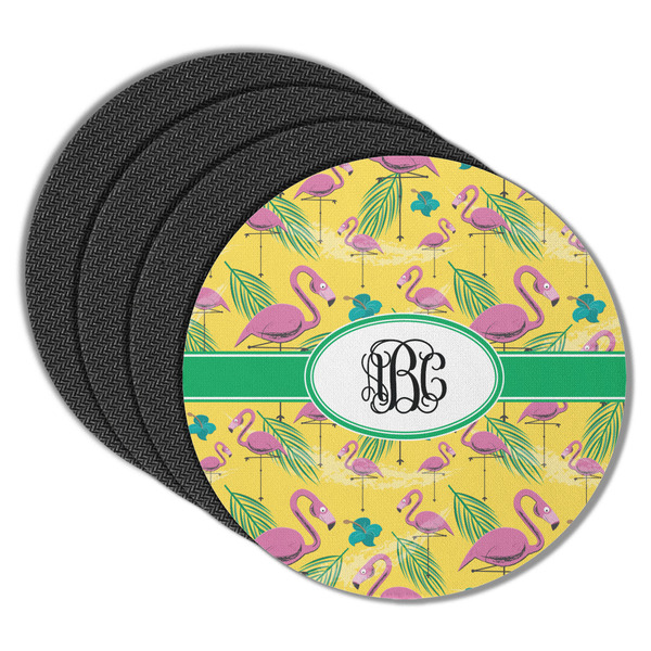 Pink Flamingo Round Coaster Rubber Back - Main