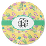Pink Flamingo Round Rubber Backed Coaster (Personalized)