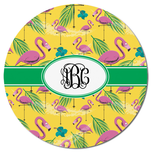 Pink Flamingo Round Fridge Magnet - FRONT