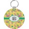 Pink Flamingo Round Plastic Keychain (Personalized)