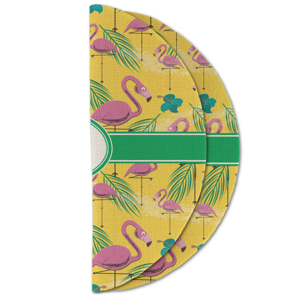 Pink Flamingo Round Linen Placemats - HALF FOLDED (double sided)