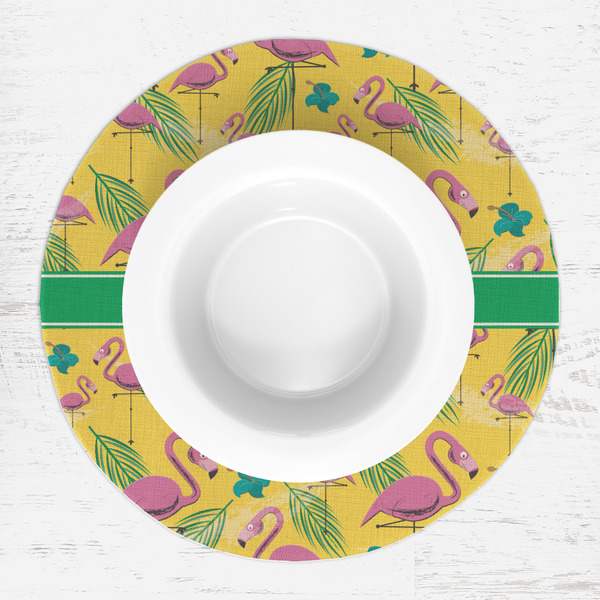 Pink Flamingo Round Linen Placemats - LIFESTYLE (single)