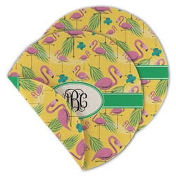 Pink Flamingo Round Linen Placemat - Double Sided - Set of 4 (Personalized)