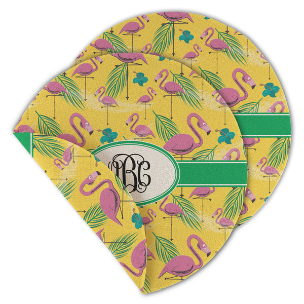 Pink Flamingo Round Linen Placemats - MAIN (Double-Sided)