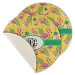 Pink Flamingo Round Linen Placemat - Single Sided - Set of 4 (Personalized)