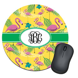 Pink Flamingo Round Mouse Pad (Personalized)