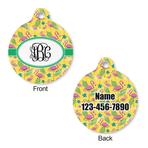 Pink Flamingo Round Pet ID Tag - Large - Approval
