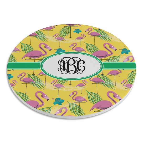 Pink Flamingo Round Stone Trivet - Angle View