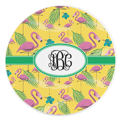 Pink Flamingo Round Stone Trivet (Personalized)