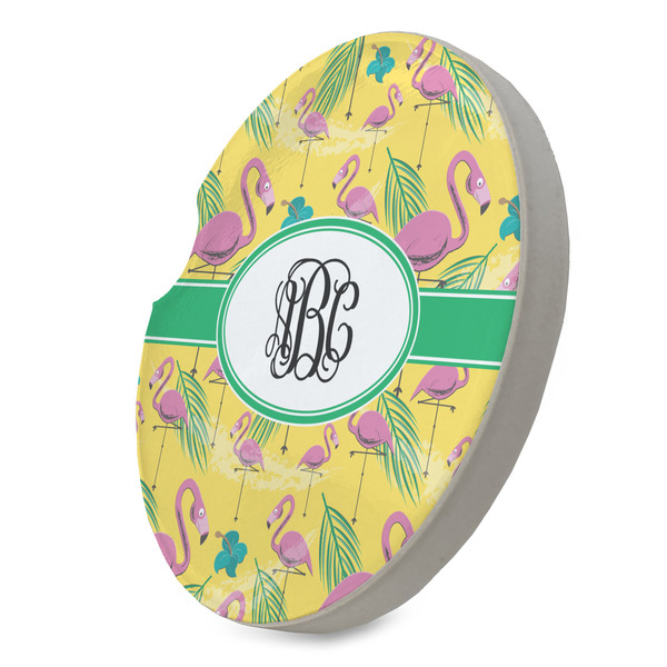 Pink Flamingo Sandstone Car Coaster - STANDING ANGLE