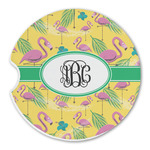 Pink Flamingo Sandstone Car Coaster - Single (Personalized)