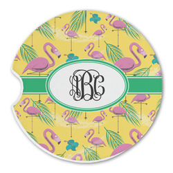 Pink Flamingo Sandstone Car Coaster - Single (Personalized)