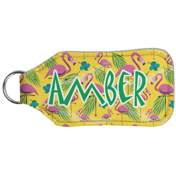 Pink Flamingo Sanitizer Holder Keychain - Large (Back)