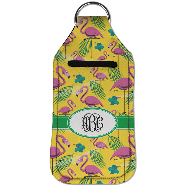 Pink Flamingo Sanitizer Holder Keychain - Large (Front)