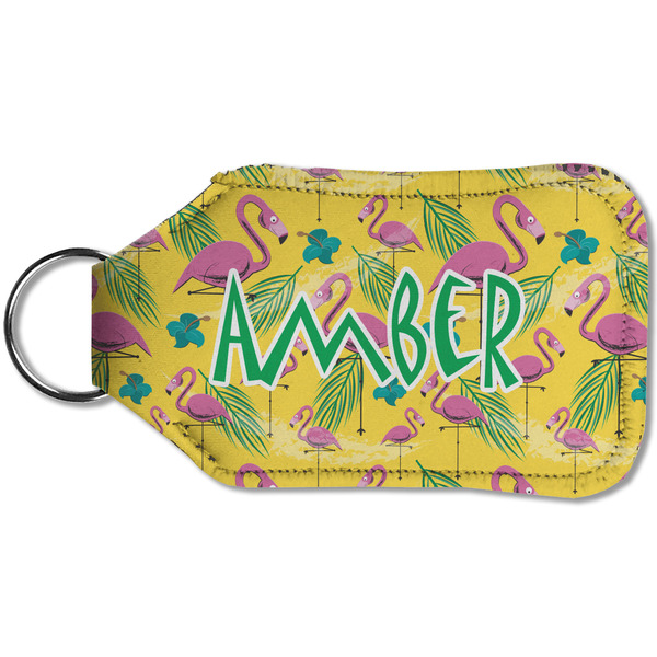 Pink Flamingo Sanitizer Holder Keychain - Small (Back)