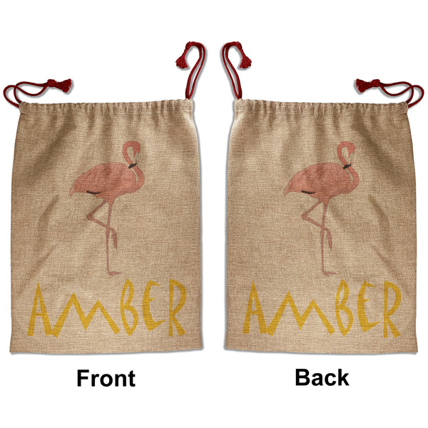 Custom Pink Flamingo Santa Sack - Front & Back