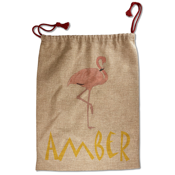Custom Pink Flamingo Santa Sack - Front
