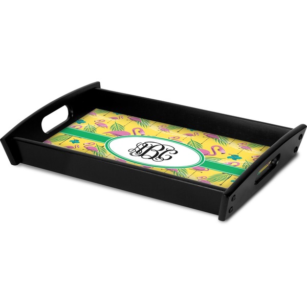 Pink Flamingo Serving Tray Black - Corner