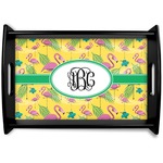 Pink Flamingo Black Wooden Tray - Small (Personalized)