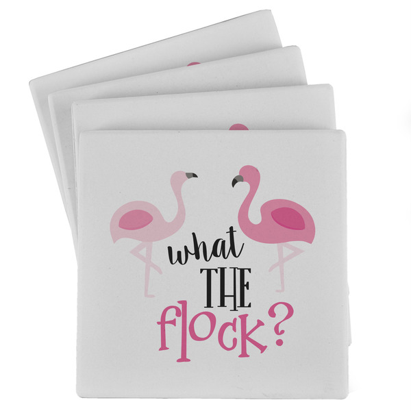 Custom Pink Flamingo Absorbent Stone Coasters - Set of 4