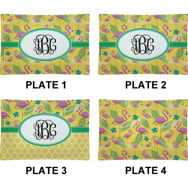 Pink Flamingo Set of Rectangular Appetizer / Dessert Plates (Approval)