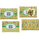 Pink Flamingo Set of 4 Glass Rectangular Lunch / Dinner Plate (Personalized)