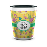 Pink Flamingo Ceramic Shot Glass - 1.5 oz - Two Tone - Set of 4 (Personalized)