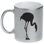 Pink Flamingo Metallic Silver Mug