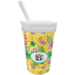 Pink Flamingo Sippy Cup with Straw (Personalized)