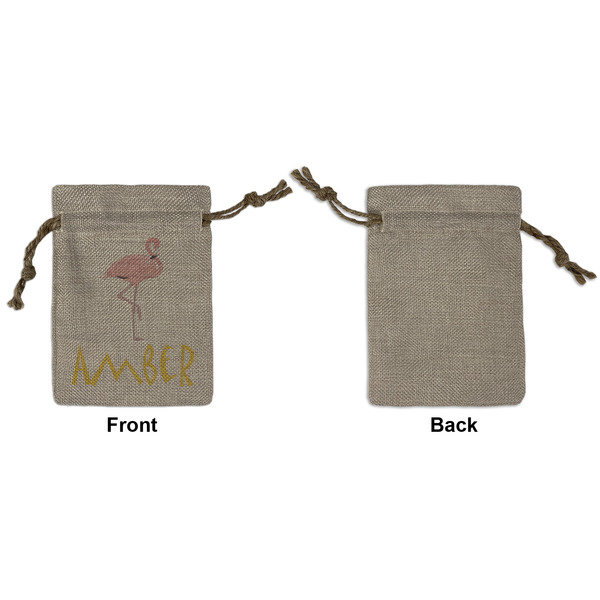 Pink Flamingo Small Burlap Gift Bag - Front Approval