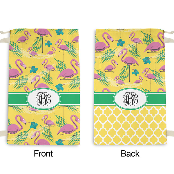 Pink Flamingo Small Laundry Bag - Front & Back View