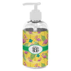 Pink Flamingo Plastic Soap / Lotion Dispenser (8 oz - Small - White) (Personalized)