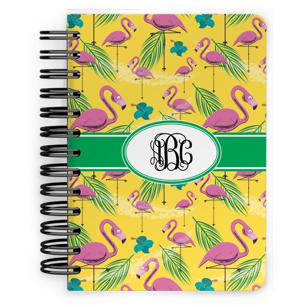 Custom Pink Flamingo Spiral Notebook - 5x7 w/ Monogram