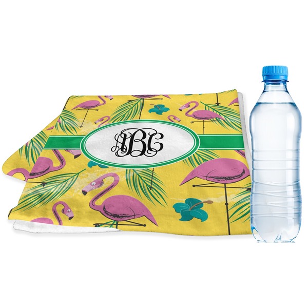 Custom Pink Flamingo Sports & Fitness Towel (Personalized)