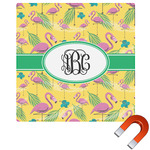 Pink Flamingo Square Car Magnet - 6" (Personalized)