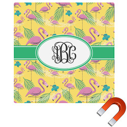 Pink Flamingo Square Car Magnet - 6" (Personalized)