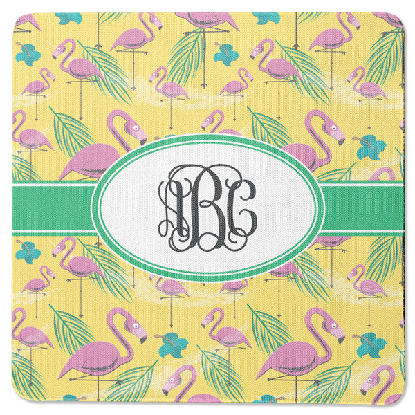 Custom Pink Flamingo Square Rubber Backed Coaster (Personalized)