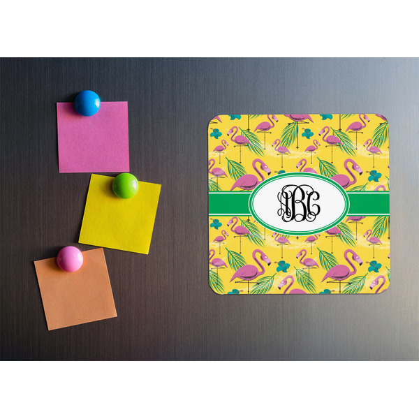 Pink Flamingo Square Fridge Magnet - LIFESTYLE