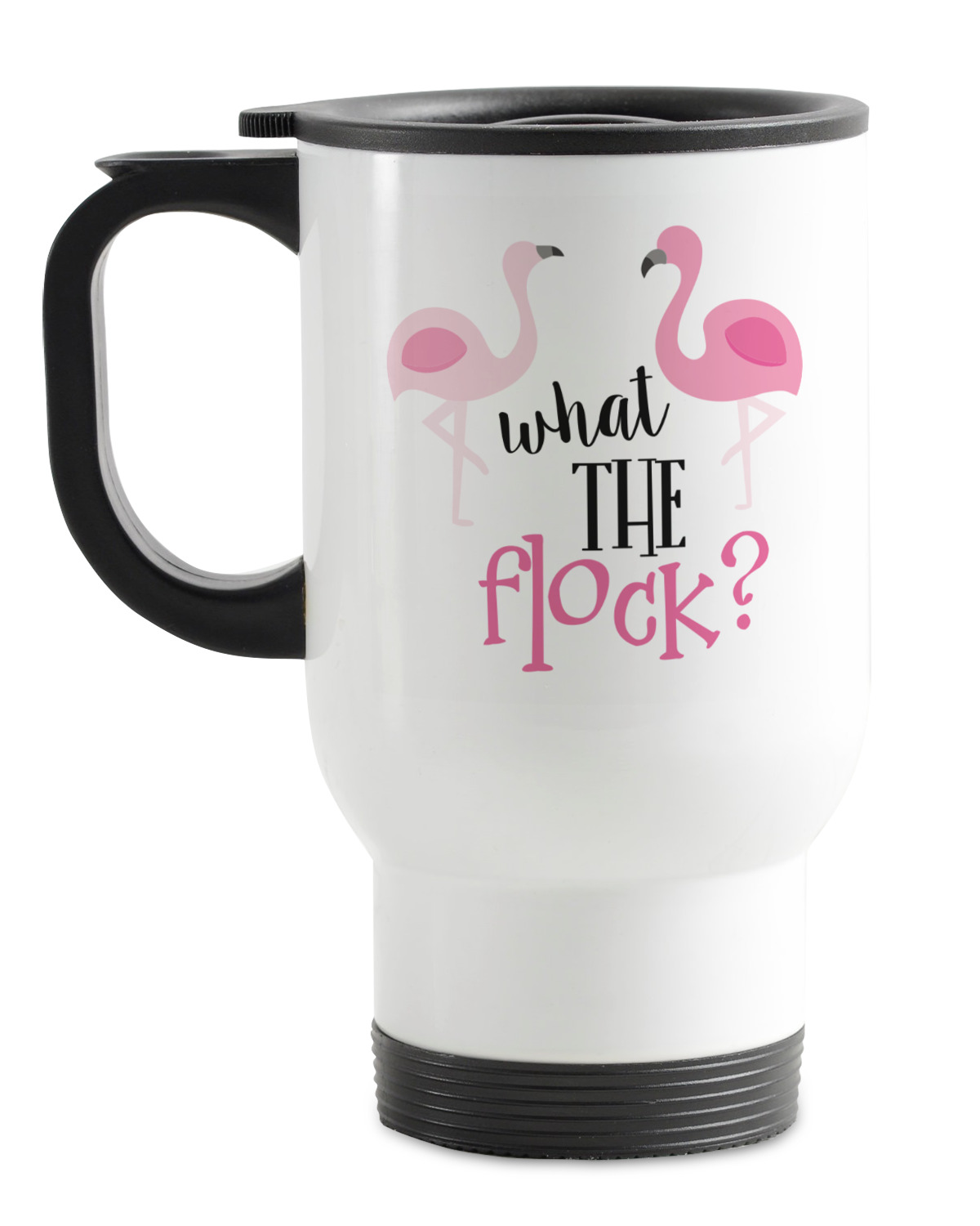 Pink Flamingo Stainless Steel Travel Mug with Handle YouCustomizeIt